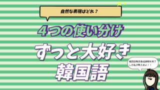 韓国語の「ずっと」を表す4つの単語（계속・쭉・내내・죽）の使い分けと、自然な「ずっと大好き」の伝え方を解説するブログ記事のアイキャッチ画像